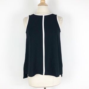 Madewell Crepe Canal Tank Top Black White Sleeveless Shirt Blouse XS Extra Small
